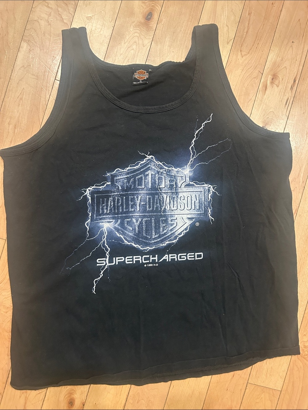 Harley-Davidson Black Tank Top with White Lightning Logo